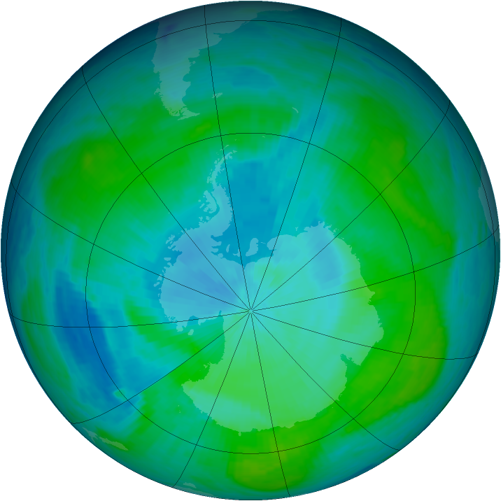 Antarctic ozone map for 13 February 1987